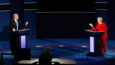 Republican U.S. presidential nominee Trump and Democratic presidential nominee Clinton speak during first presidential debate at Hofstra University in Hempstead