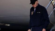 President Joe Biden steps off Air Force One yesterday.