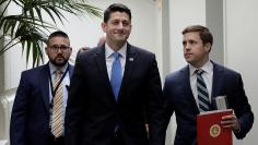 Speaker Ryan departs meeting at U.S. Capitol in Washington