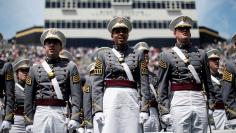 Graduating Cadets sing the Army song at the conclusion of commencement ceremonies at the United States Military Academy in West Point