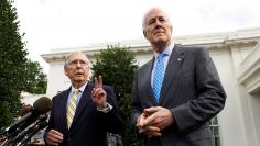 McConnell and Cornyn speak after Trump meeting with Senate Republicans at the White House in Washington