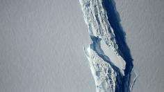 An aerial view of the rift in the Larsen C seen in an image from the Digital Mapping System over the Antarctica Peninsula