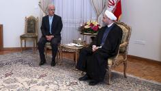 Iran's President Hassan Rouhani meets French foreign minister Laurent Fabius in Tehran
