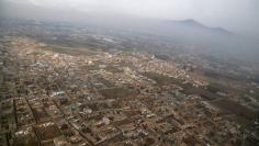 An aerial view of Kabul near Hamid Karzai International Airport