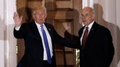 U.S. President-elect Donald Trump appears with retired Marine Corps General John Kelly outside the main clubhouse after their meeting at Trump National Golf Club in Bedminster