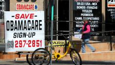 An insurance store advertises Obamacare in San Ysidro, California