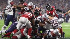 New England Patriots' James White crosses the line for a two-point conversion during the fourth quarter against the Atlanta Falcons st Super Bowl LI in Houston