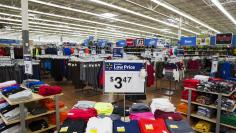 Men's clothing are displayed in a Walmart store in Secaucus, New Jersey