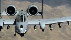 A U.S. Air Force A-10 Thunderbolt aircraft from Bagram Air Base flies a combat mission over Afghanistan