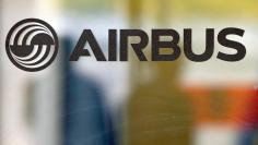 The logo of Airbus is pictured at the company's headquarters in Colomiers near Toulouse, France, October 19, 2017. REUTERS/Regis Duvignau 
