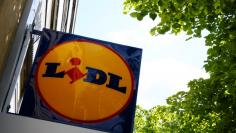 A company logo is pictured outside a Lidl supermarket in Vienna, Austria, May 7, 2016.  REUTERS/Leonhard Foeger