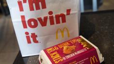 A McDonald's 10 piece chicken McNuggets box is photographed at the Times Square location in New York March 4, 2015.  REUTERS/Shannon Stapleton 