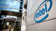 FILE PHOTO: An Intel logo is seen at the company's offices in Petah Tikva near Tel Aviv