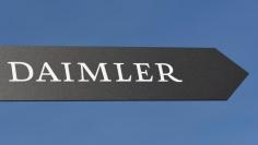 Daimler AG sign is pictured at the IAA truck show in Hanover, Germany, September 22, 2016.  REUTERS/Fabian Bimmer/File Photo