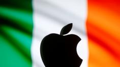 A 3D printed Apple logo is seen in front of a displayed Irish flag in this illustration taken September 2, 2016. REUTERS/Dado Ruvic/Illustration/File Photo 