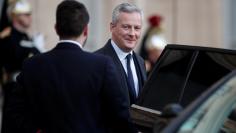 French Finance Minister Bruno Le Maire leaves the Elysee Palace after the first weekly cabinet meeting of the year and a government seminar in Paris, France, January 3, 2018. REUTERS/Benoit Tessier