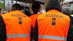 CGT and FO labour union workers from Alstom demonstrate in front of the Finance Ministry in Paris, France, November 30, 2017. REUTERS/Charles Platiau