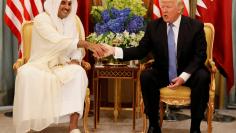 FILE PHOTO: Qatar's Emir Sheikh Tamim Bin Hamad Al-Thani meets with U.S. President Donald Trump in Riyadh