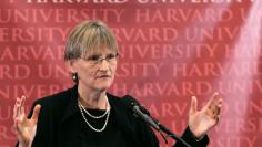 Drew Gilpin Faust speaks to reporters after being introduced as the 28th president of Harvard University in Cambridge