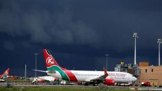 FILE PHOTO: Kenya Airways planes are seen parked during a pilots strike organised by KALPA at the Jomo Kenyatta International Airport near Kenya's capital Nairobi