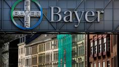 FILE PHOTO: The logo of Bayer AG is pictured at the Bayer Healthcare subgroup production plant in Wuppertal