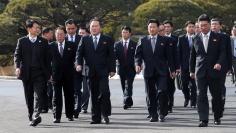 North Korean delegation led by Ri Son Gwon, Chairman of the Committee for the Peaceful Reunification of the Country (CPRC) of DPRK, leave after their meeting at the truce village of Panmunjom