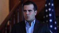 Puerto Rico Governor Rossello speaks during a Facebook live broadcast, in San Juan