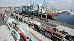 Cargo containers are ready for transportation at the Port of Los Angeles