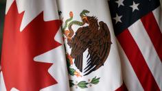 FILE PHOTO: Flags are pictured during the fifth round of NAFTA talks involving the United States, Mexico and Canada, in Mexico City, Mexico, November 19, 2017.  REUTERS/Edgard Garrido/File Photo