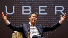 FILE PHOTO: Uber CEO Kalanick speaks to students during an interaction at IIT campus in Mumbai