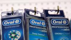 FILE PHOTO: Procter & Gamble's Oral-B toothbrush heads are seen in a store in Manhattan, New York, U.S., August 1, 2016.  REUTERS/Andrew Kelly 