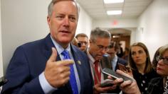 FILE PHOTO: Rep. Mark Meadows (R-NC), House Freedom Caucus Chairman, speaks to reporters on Capitol Hill in Washington, U.S., May 23, 2017.   REUTERS/Joshua Roberts