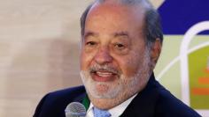Mexican billionaire Carlos Slim speaks to the media during a news conference after attending the annual meeting of the Circulo de Montevideo Foundation, at Soumaya museum in Mexico City