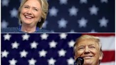 U.S. presidential nominees Hillary Clinton and Donald Trump speaks at campaign rallies in a combination of file photos