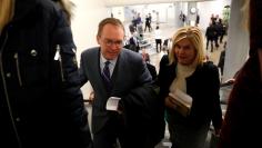 Mulvaney meets with lawmakers ahead of potential votes on the budget at the U.S. Capitol