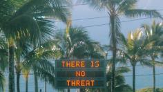 An electronic sign reads "There is no threat" in Oahu, Hawaii, U.S., after a false emergency alert that said a ballistic missile was headed for Hawaii, in this January 13, 2018 photo obtained from social media.  Instagram/@sighpoutshrug/via REUTERS 