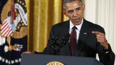 U.S. President Barack Obama speaks before awarding the Public Safety Officer Medals of Valor during ceremony in White House East Room in Washington