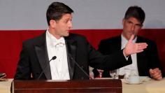 House Speaker Paul Ryan delivers remarks at the 72nd Annual Alfred E. Smith Memorial Foundation Dinner in Manhattan, New York, U.S., October 19, 2017.  REUTERS/Andrew Kelly
