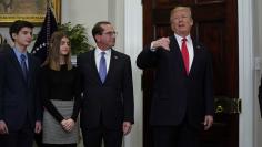 U.S.  President Trump participates in swearing-in ceremony for HHS Secretary Azar at the White House in Washington