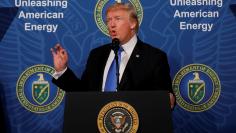 FILE PHOTO: U.S. President Donald Trump delivers remarks during an 'Unleashing American Energy' event at the Department of Energy in Washington, U.S., June 29, 2017. REUTERS/Carlos Barria/File Photo