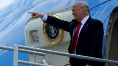 U.S. President Donald Trump arrives aboard Air Force One at Hartsfield-Jackson International Airport in Atlanta