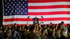 FILE PHOTO: U.S. President Donald Trump delivers remarks to U.S. military personnel at Naval Air Station Sigonella following the G7 Summit, in Sigonella, Sicily, Italy, May 27, 2017. REUTERS/Darrin Zammit Lupi