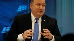 FILE PHOTO: CIA Director Mike Pompeo delivers remarks at "Intelligence Beyond 2018," a forum hosted by the American Enterprise Institute for Public Policy Research, in Washington, U.S., January 23, 2018. REUTERS/Leah Millis/File Photo