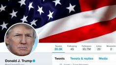 FILE PHOTO: The masthead of U.S. President Donald Trump's @realDonaldTrump Twitter account is seen on July 11, 2017.  @realDonaldTrump/Handout/File Photo via REUTERS  