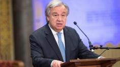U.N. Secretary General Antonio Guterres speaks during the ceremony marking the closure of the U.N. tribunal for the former Yugoslavia in The Hague