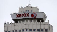 FILE PHOTO: Logo of Xerox company is seen on building in Minsk