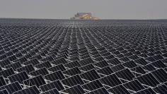 Solar panels are seen in Yinchuan