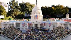 		<p>More than a thousand four inch high mini-figures are shown on display as Legoland unveils a replica of the 56th presidential inauguration in Carlsbad, California January 16, 2009. President-elect Barack Obama his wife and family are shown at left as 