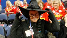 		<p class="p1">Lisa Ritchie, from Kansas, wears a witch costume relating to the movie "The Wizard of Oz," before the second session of the 2012 Republican National Convention in Tampa, Florida, August 28, 2012. </p>